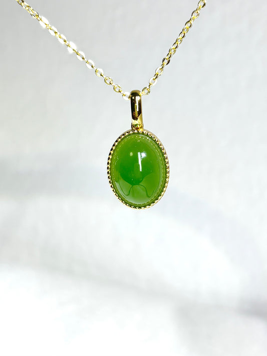 Biyu (Yang Green) Nephrite Jade S925 Pendant cert 2184