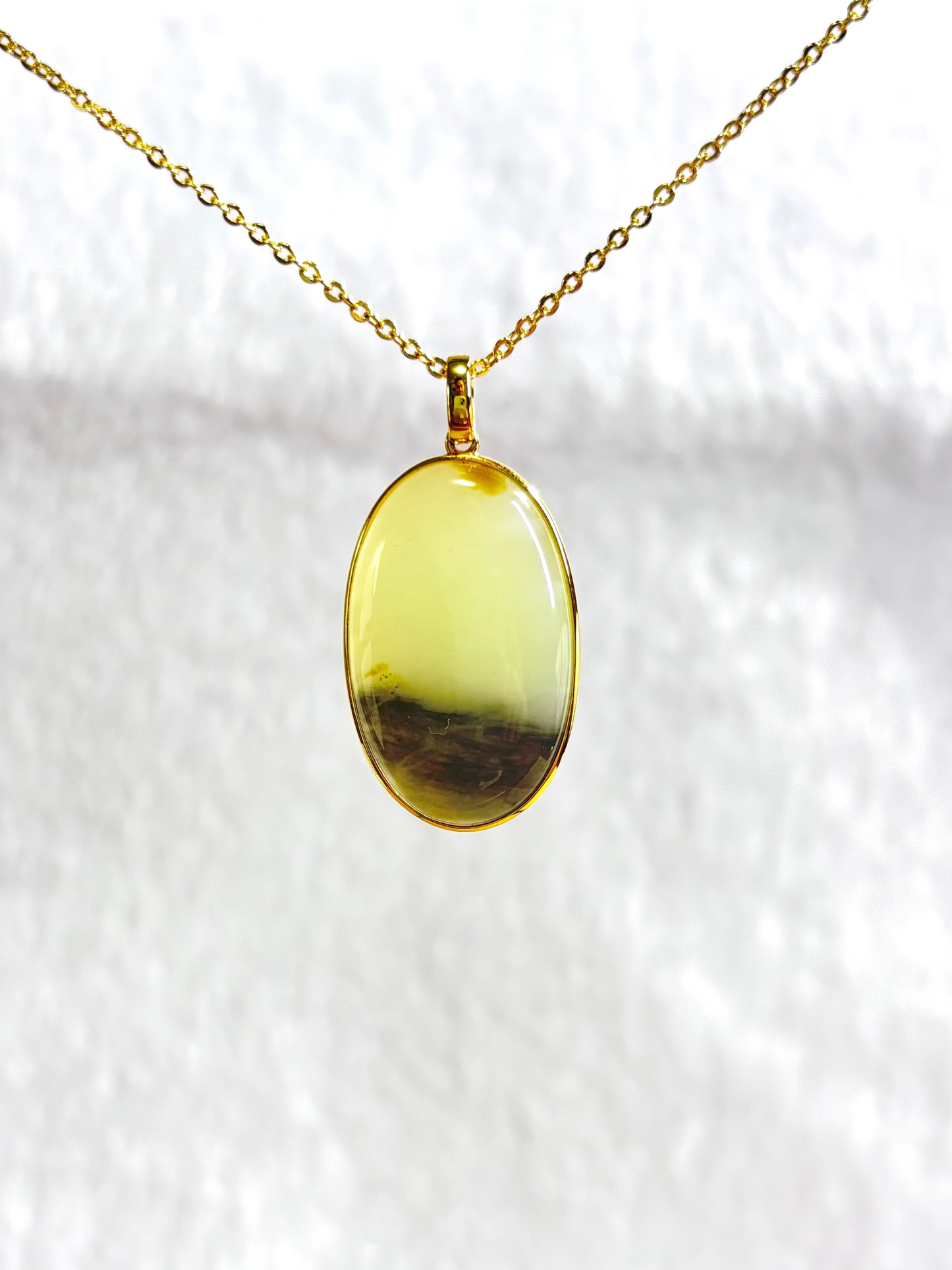 Qinghua Oval Shape with a touch of Sugar S925 Pendant cert 2123