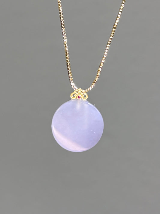 Ash Purple Round Light Purple 18K Pendant